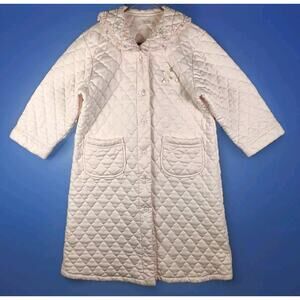 Scatch Quilted Housecoat Women Small Pink Button Front Long Sleeve Lounge Robe